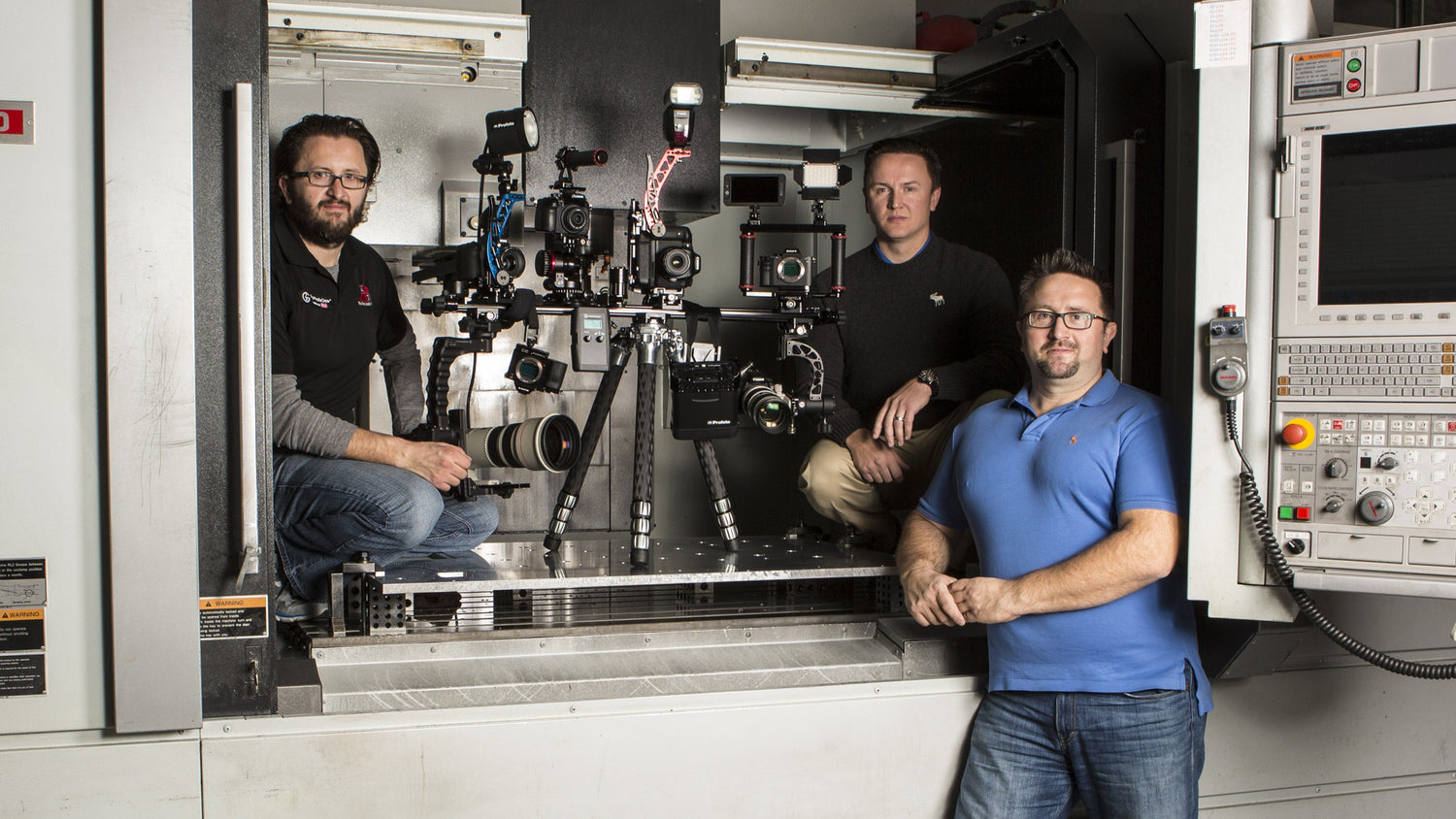 ProMediaGear founders beside multiple products